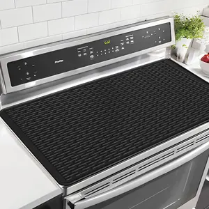 Electric Stove Cover for Stove Top, 36"x20.5"  Stove Mat for Glass Top Stove Cover Protector, Heat Resistant Induction Cooktop Protector, Non-Slip Kitchen Glass Cooktop Protector, Black