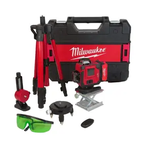 Cordless Green Laser Level - Milwaukee M18 16-Line Green Self-Leveling Cross Line Laser Level ±0.3mm Dual Power Magnetic Base Tripod Kit,Rechargeable Dual Laser Angle Finder