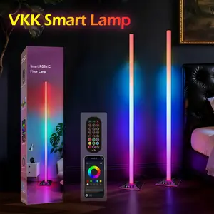 VKK Smart LED Ambient Light 63-inch RGB Floor Lamp with 68 Preset Modes Music Sync Eye Protection Multi-Device Control App Touch Remote