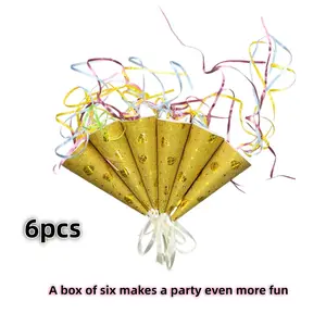 6-Piece Set Ice Cream Handheld Confetti Streamers, Wedding Gift Ceremony Pull Bombs, Festival Decoration, Outdoor Event Decorations