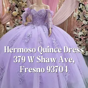 Hermoso Quince Dress CB832171 Lavender Tulle with Floral Embellishments for Special Occasions