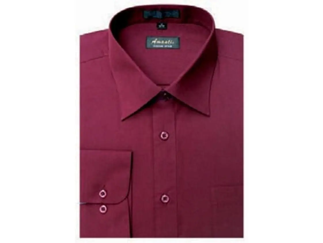 Amanti CL1009-15 1-2x32-33 Amanti Mens Wrinkle Free Burgundy Dress Shirt - Burgundy-15 1-2 x 32-33