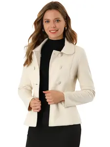 INSPIRE CHIC Peter Pan Collar Peacoat Double Breasted Short Coat