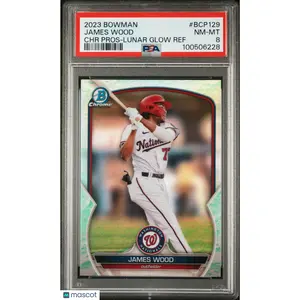 2023 Bowman Chrome Prospects James Wood #BCP129 Lunar Glow Ref PSA 8