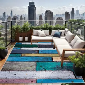 Patchwork Floor Pattern Outdoor Rug, 1 Count Waterproof & Non-slip Picnic Blanket, Soft & Comfortable Mat for Balcony, Deck, Backyard Patio Decoration