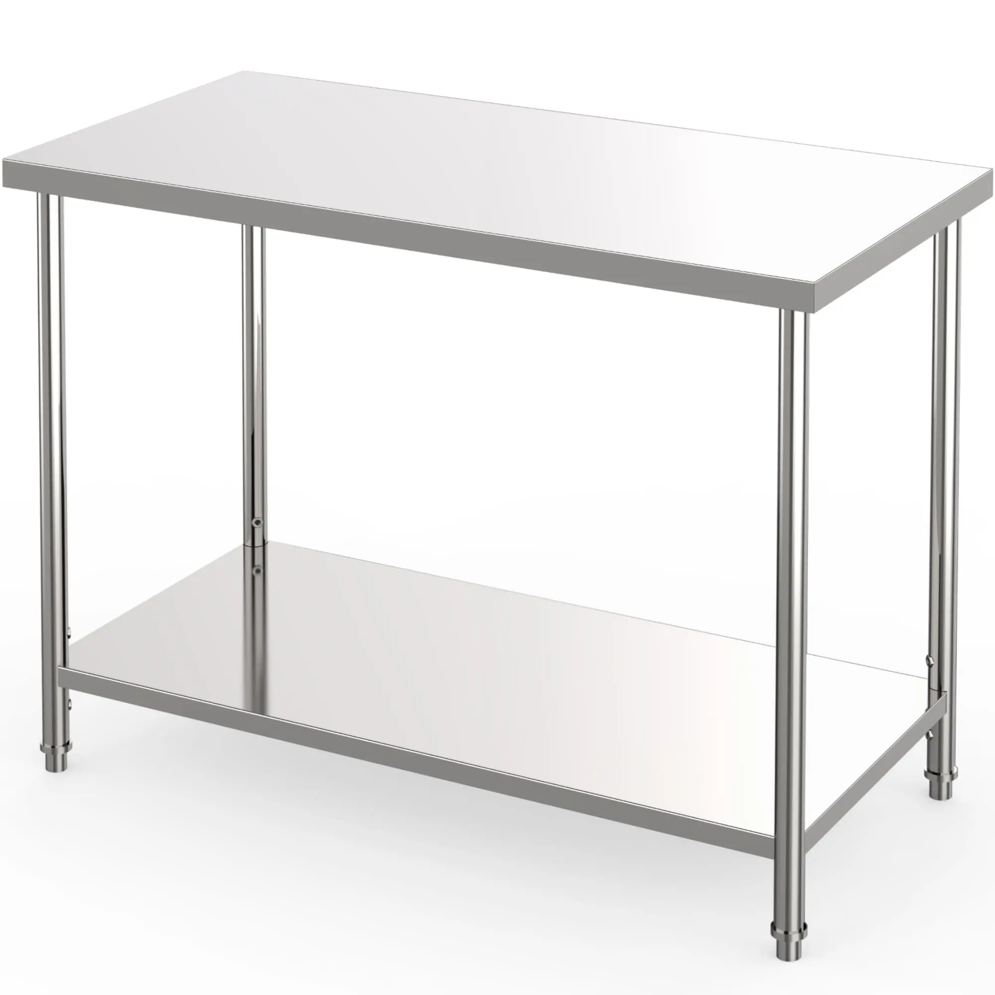 Garvee Upgraded Stainless Steel Commercial Work Table, Heavy Duty Build, 2-Tier Prep Station, Adjustable Undershelf, Galvanized Feet, NSF Certified, 1760 lbs Load Capacity, for Restaurant, Kitchen, Garage, Indoor, Outdoor Use