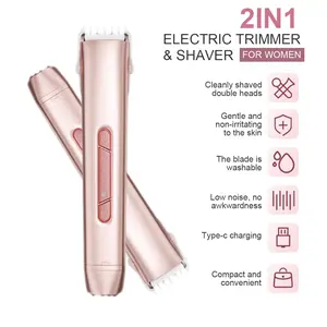 Electric Trimmer and Shaver, Rechargeable 2-in-1 Dual Head Precision Grooming Tool for Beard, Mustache & Body Hair, USB Travel Razor for Men & Women, Mustache Trimmer, Precision Beard Trimmer