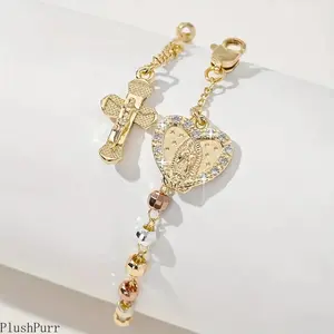 2026 New Cross & Heart Bracelet — Featuring Tri-Color Octagonal Beads with Micro-Pavé Setting. A stylish bracelet perfect for everyday wear, and an excellent choice for gifting.