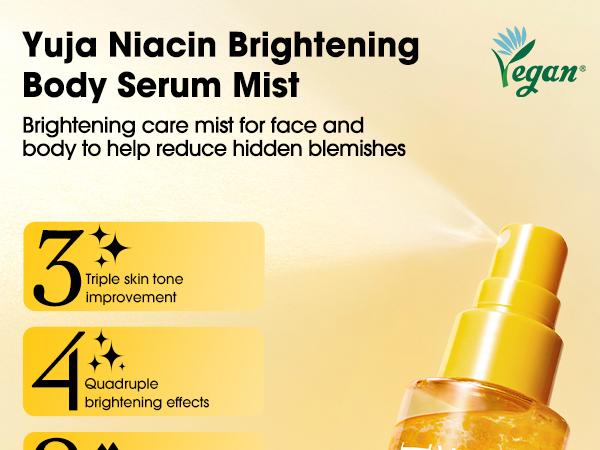 Yuja Niacin Brightening Body Serum Mist 2.7fl oz - Korean Skincare - Vitamin C & Niacinamide Spray for Dull, Uneven Skin Tone