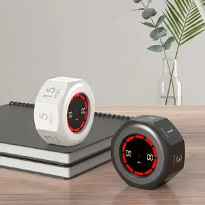 Flip Cube Pomodoro Timer, featuring gravity-sensing automatic rotation, 7 preset durations (1/3/5/15/30/60/90 minutes) and cumulative timer mode, an efficient tool for ADHD, children, cooking, exercise, work, study, and the kitchen