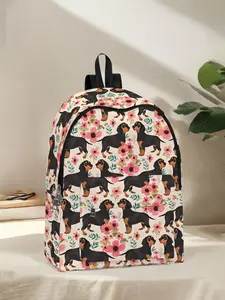 Fun Dog Print Backpack for Daily Use, Stylish Design with Spacious Storage, Perfect for School Travel & Work
