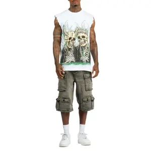 Kingston White/Grey Graphic T-Shirt & Mahesh Baggy Cargo Jean Short Set