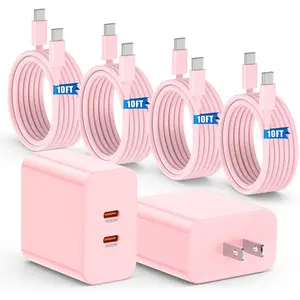 For iPhone 17 Charger Fast Charging,2Pack 40W Dual Port USB C Charging Block & 4Pack 10FT Type C to C Fast Charger Cord for iPhone 16/15 Plus/16 Pro Max