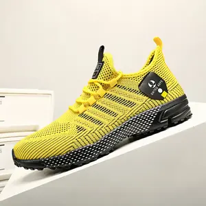 Men's Casual High-Quality Sports Shoes Comfortable Lightweight Running Shoes Fashion Men's Walking Shoes in Yellow Color