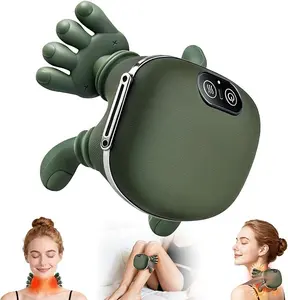 Shoulder and Neck Massager, Bionic Heated Massager, Neck Massager with Fingers, 4D Kneading Massage, Simulates a Real Palm Massage for Comfort, Relax Muscle Tension (Green) Adjustable