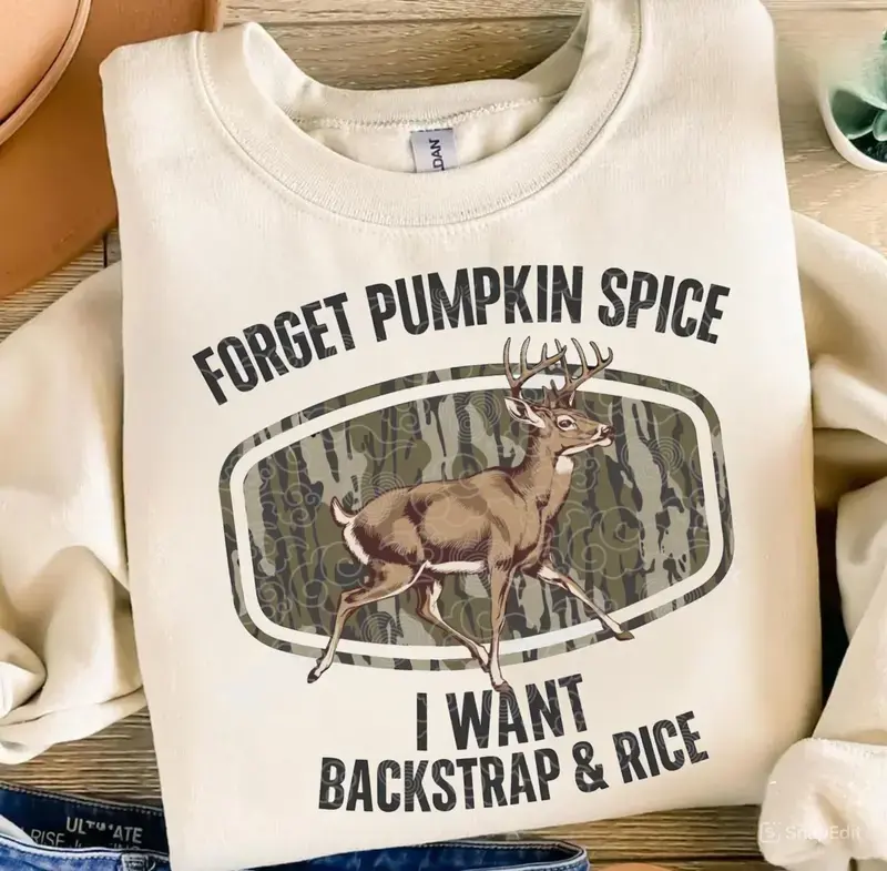 Camo Deer Hunting Sweatshirt, Backstrap and Rice Hoodie, Hunting Season Shirt, Fall Camo Shirt, Cozy Camo Shirt, Hunter Gifts Tee For Her Him