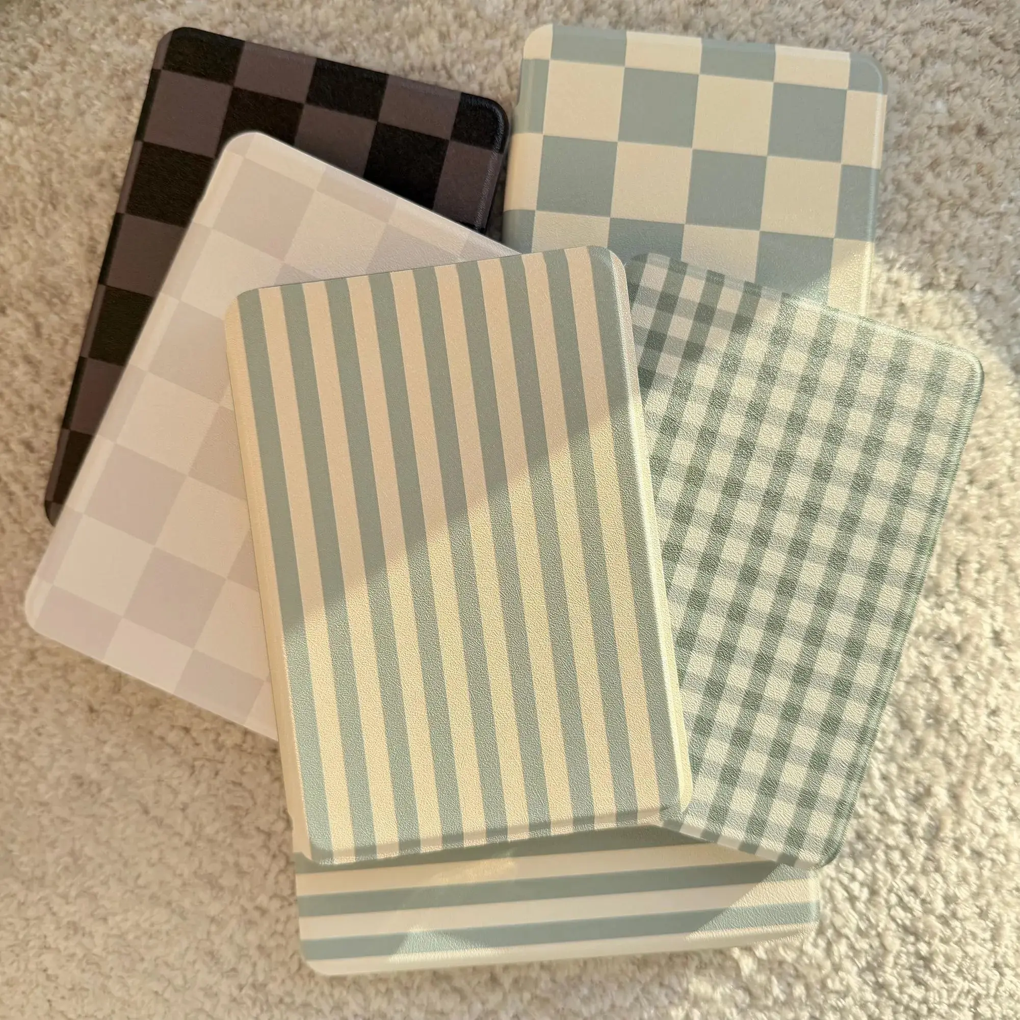 7 inch Detachable Magnetic Kindle Case Striped Kobo Clara Colour Case Checkered Matcha Green Kindle Paperwhite Case Plaid Kobo Case Minimalist Gift 7" 7 inch