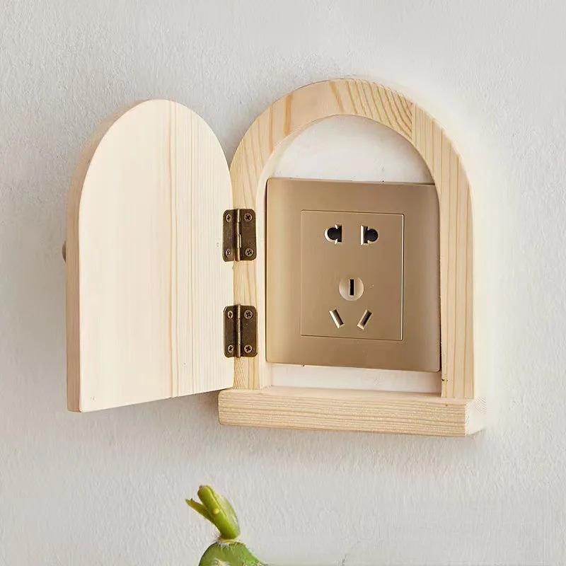 Solid Wood Switch Protective Cover Wall Mounted Home Socket Decorative Frame Protective Cover Electric Shock Proof Cover Button