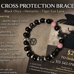 Onyx Cross Protection Bracelet – Handmade by Avortex Wellness