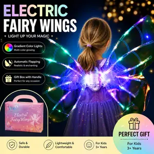 Dreamy Electric Glowing Fairy Butterfly Wings Gift Box, Music Fluttering Light Interactive Toy, Princess Role Play, Stem Sensory Toy, Birthday Gift for Girls Aged 3+