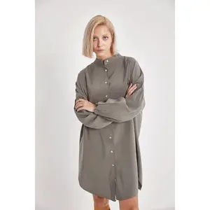 Long Modal Shirt with Mother-of-Pearl Buttons