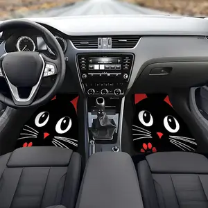 Set of 4 Car Floor Mats with Easy-To-Clean Surfaces And a Design of a Black Cat with Red Paws, Ideal for Hatchbacks Or Sedans, Making a Great Gift Option for Family Or Friends, And Perfect for Road Trips And Home Decor, Automotive Floor Mats