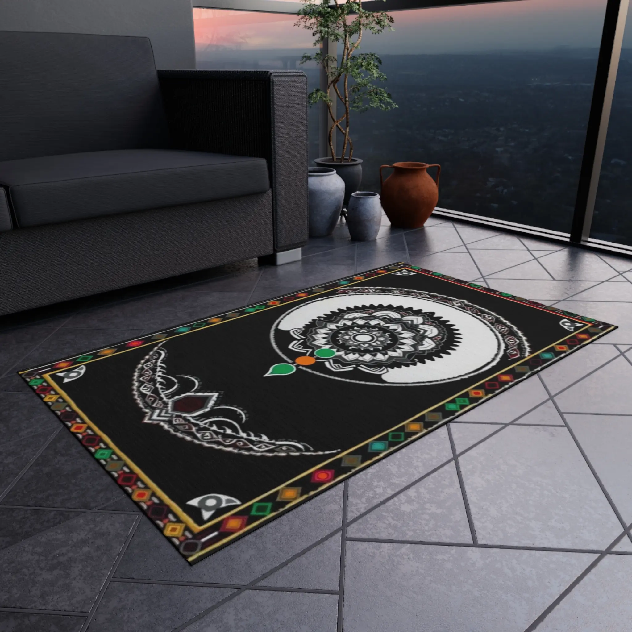 L.s.D Live Source Divine® Chakra & Celestial Meditation Outdoor Rug | Non-Skid