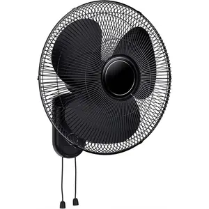 16-Inch Oscillating Wall Mount Fan - Quiet 3-Speed Indoor Fan with 60? Adjustable Tilt, Pull-Chain Control & Durable Metal Grille - Space-Saving Cooling for , Office, & Greenhouse