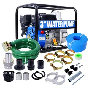 3-Inch semi Trash Pump 3 inch, 209cc 7HP 4 stroke, Gas Powered Semi Trash Water Pump  50 ft Discharge Hose, 12 ft Suction Hose with Complete Fittings,with a complete set of accessories, in compliance with EPA standards, driving high efficiency