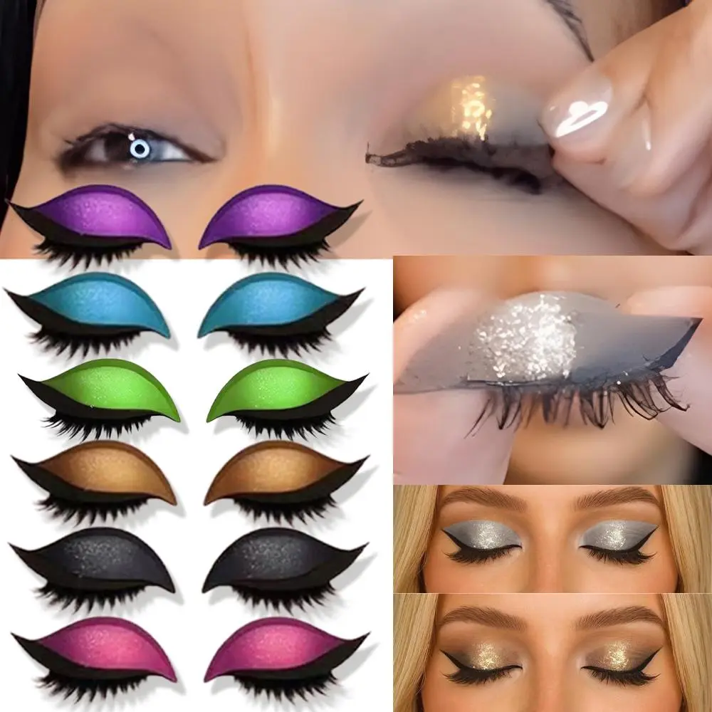 Reusable 1 Pair Lazy Eye Shadow Eyelash Patch 2-In-1 Eye Makeup Sticker With False Lashes & Shadow Waterproof Cosmetic Tools