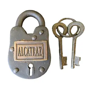 Alcatraz Prison San Francisco Lock Cast Iron Gate Lock With Keys & Antique Finish (2.5" x 1.5")