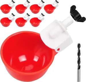 Automatic Chicken Waterer Cups (8-Pack) – Red Poultry Drinking Cups for Chicks, Ducks, Geese, Turkeys & Rabbits | Fits Most Containers