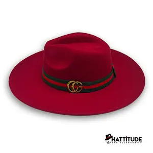 Hattitude GC Burgundy with Red and Green Band Fedora Hat