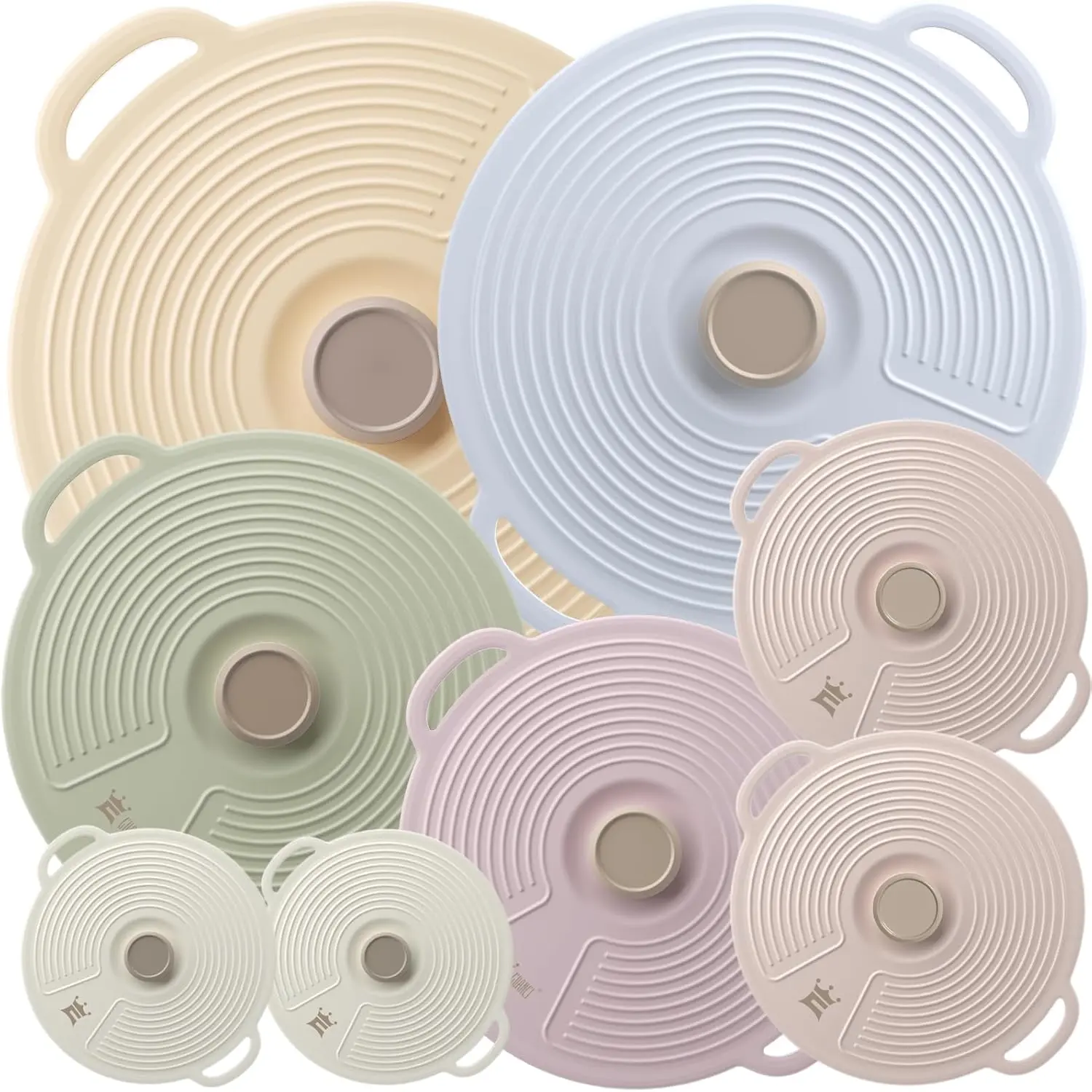 a-3mix 8-Pack Reusable Solid Silicone Kitchen Bowl Lids & Containers Covers (6 Sizes) - Eco-Friendly, Heat-Resistant Microwave Splatter Guards, Easy to Clean, Safe for Stove Top, Oven, Fridge, Dishwasher (Fits Cups, Plates, Pots)