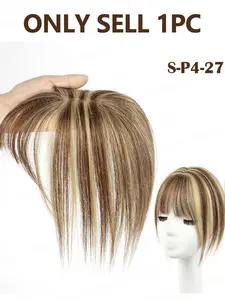 Balayage Color Human Hair Topper Piece 5x9cm, Breathable Hair Base, Center Part, Thinning Hair with Hair Bangs, Women Hairstyles