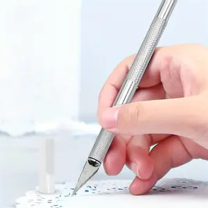 Random Color Stainless Steel Painting Paper Cutter Knife, 1 Count Diy Diamond Embroidery Cross Stitch Tools, Art Paper Cutter, Cutting, Stainless Steel Knives