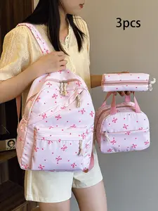 Women's Backpack Set of Three Pieces, Versatile, Practical, Organized & Utility Design, Large Capacity Multifunctional Bag for Daily Commuting Travel School College Use, Durable, High Capacity