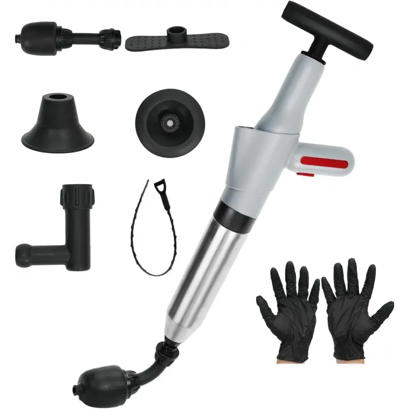 Toilet Plunger, High Pressure Clog Remover, Air Drain Unclogger Blaster with Visual Barometer and Waterproof Storage Bag, Heavy Duty Plungers for Toilets Bathroom, Floor, Kitchen, Plumbing Clogsvalentine's day decor drainsnake