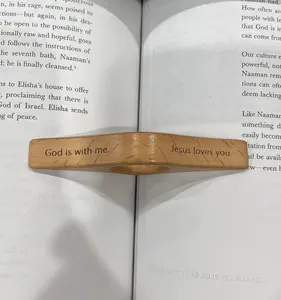 Wooden Thumb Page Holder "God is with me" and "Jesus loves you" - Lightweight, Compact, and Comfortable for Book Lovers