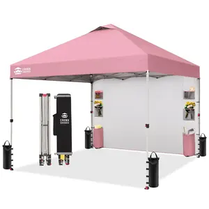 CROWN SHADES Canopy Tent 10x10 Pop Up Canopy Outdoor Shade with Pockets Sidewall, Easy Up Sun Shelter with One Person Set Up Center Lock, Portable Instant Camping Beach Canopy Tents
