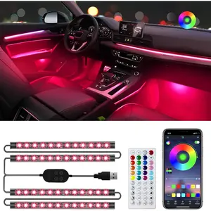 Interior LED Lights, APP Control with USB Port, RGB Color Change with  Sync & DIY Mode, 48 LEDs Lights for Under Dash Running Board