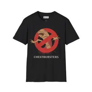 ALIEN GHOSTBUSTERS PARODY T-SHIRT #485 - 584% Polyester, Machine Washable, Stylish Crewneck for Summer & Father's Day