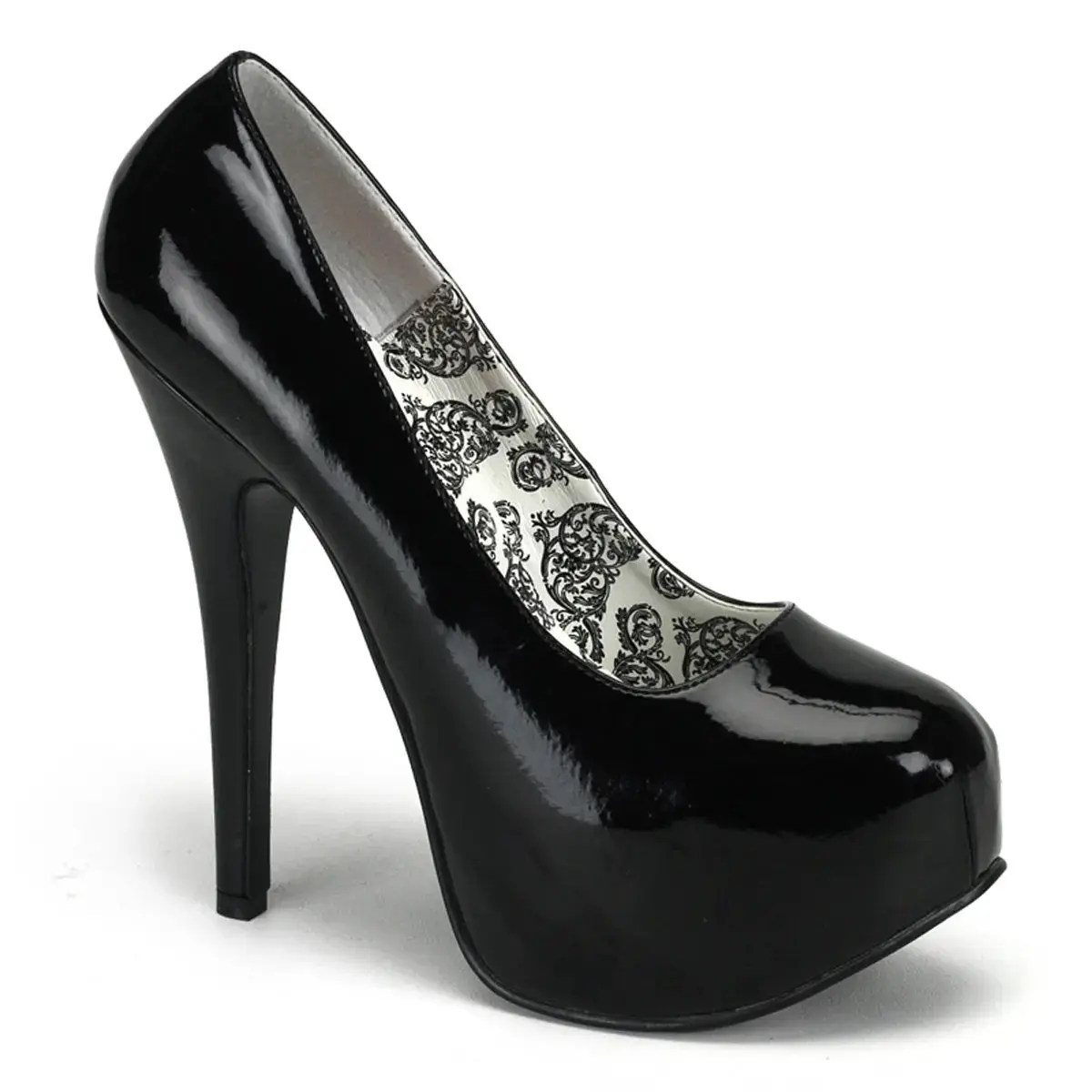 Pleaser Pink Label Teeze-06W Women's Wide Width Pump Black Faux Leather