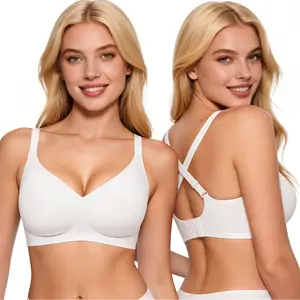 CORLIX Women's Plus Size Ultra-Soft Jelly Wireless Bra, Seamless Push-Up Minimizer Bralette, Adjustable Straps Full Coverage Comfort Bra, No-Show Invisible Bras for Women, Jelly Wireless Push Up Bras, Wirefree Everyday Bralette, C Cup Minimizer Bras, Eleg