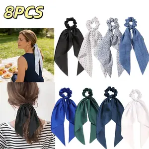 8pcs Bow Hairbands, Knotted Satin Hair Ties, Highly Elastic And Hair-Friendly Hair Ties, Suitable for Daily Commuting