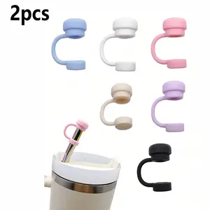 2 Reusable Silicone Straw Covers, Leak-Proof Splash-Proof Dust-Proof, Compatible with Cups, Back-To-School Essentials, 2-Pack