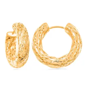 Floral Hoop Earrings in 14K Yellow Gold Over Sterling Silver 8 Grams