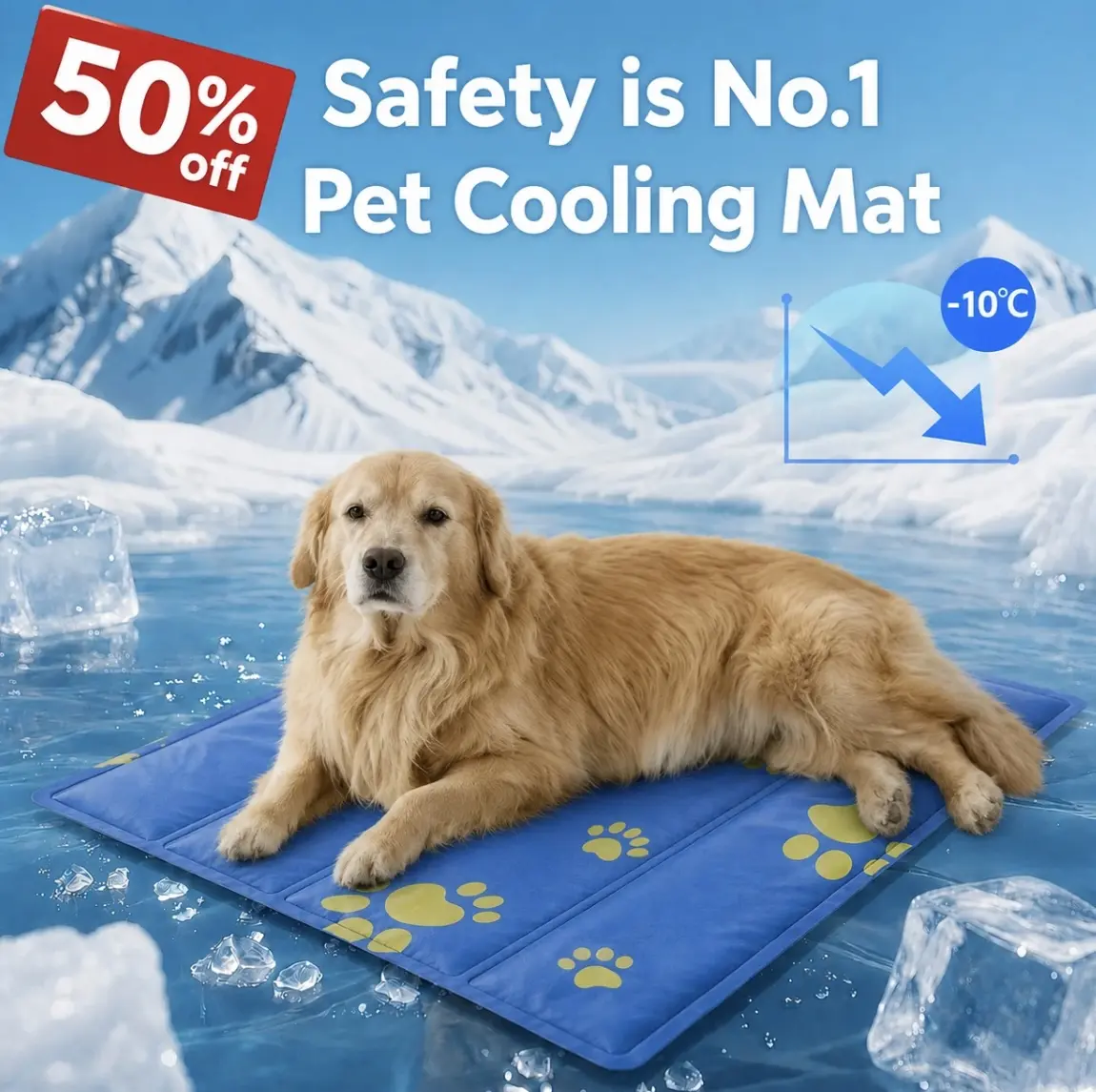 Washable Cat Cooling Bed Mat with Gel Padding, Breathable Chill Slat Design, Non-Slip Portable Machine Wash Pet Mat for Indoor & Outdoor Use