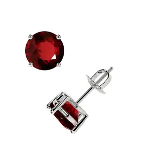 Classic Four Prong Round Ruby Stud Earrings (1.30cttw)- ERB001-5X5-AAA