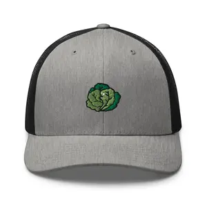 Green Cabbage Embroidered Retro Trucker Hat - Structured with Mesh Back in Variety of Colors
